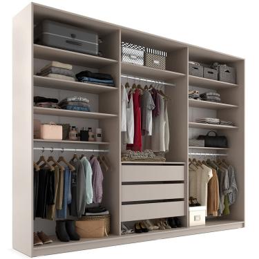 Imagem de Closet Casal Guarda Roupa Sem Porta 237cm 3 Gavetas MDF Pisa R02 Bege - Lyam Decor