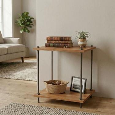 Imagem de Mesa Cabeceira Mesinha Quarto Suspensa Marrom Madeira MDF Industrial P