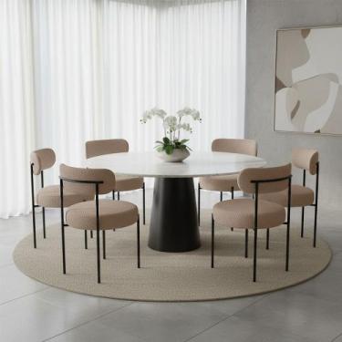 Imagem de Cadeira Sala de Jantar Margara Kit 6 em Aço Preto Bouclê Ted D03 - D R