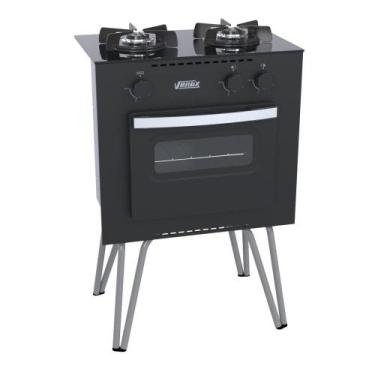 Imagem de Fogão 2 Bocas Simples Mini Cook Preto Fosco Gás GLP Com Forno GMN200 -