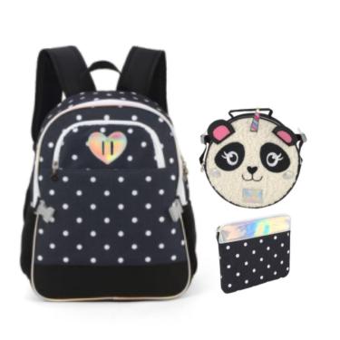 Imagem de Kit Mochila+Lanch+Estojo Luxcel Up4you Panda 46607-Feminino