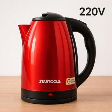 Imagem de Chaleira Jarra Elétrica Inox Vermelha 2L Voltagem127 - Startools, 220V