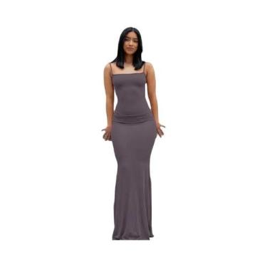 Imagem de Vestido Maxi De Cetim Sem Mangas E Costas Descobertas Para Mulheres, E