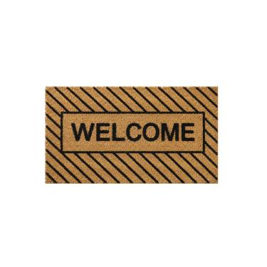 Imagem de Capacho Retangular Fibra De Coco Base PVC 60x33cm - Welcome Listras