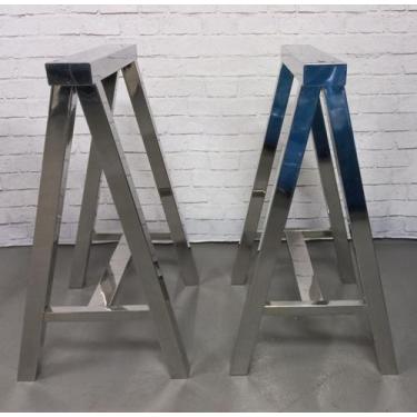 Imagem de Base de Mesa Par Cavalete Inox - Via Decor