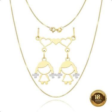 Imagem de Cordão 45cm Com Canga E Pingentes filhos Ouro 18k - Paulistana Joias, 