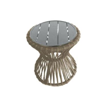 Imagem de Mesa De Centro Sol Em Corda Náutica E Base Em Alumínio Cinza 50cm Rami