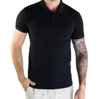 Imagem de Camisa Polo Masculina Muscle Lisa Forum, Preto, G