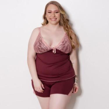 Imagem de Pijama Curto Plus Size - LKL Confecções, Romance, Preto, 54