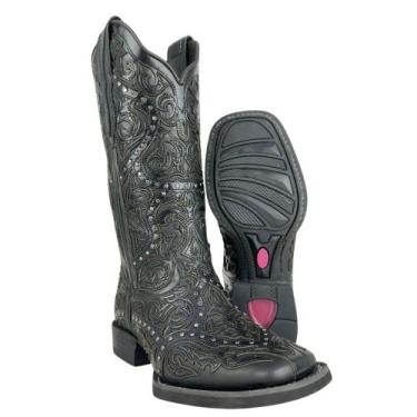 Imagem de Bota Texana Feminina Vimar Fóssil Mustang Preto Sola Magnum Voo Ref. 1