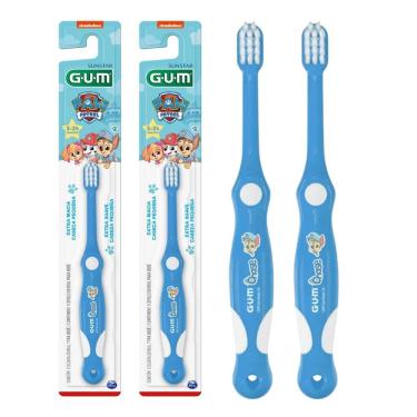 Imagem de Kit Escova de Dente Infantil Gum Baby Patrulha Canina Extra Macia para Bebê 3 a 24 Meses Azul 2 Unidades