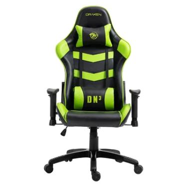 Imagem de Cadeira Gamer Draxen Dn3, Giratória, Até 150Kg, Preto/Verde