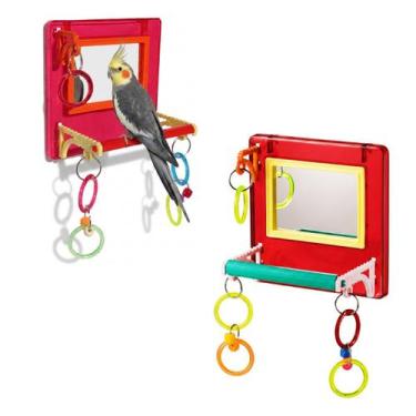 Imagem de 2 Brinquedo Multiplay Diversão c/ Poleiro e Espelho Bird Toy Playgroun