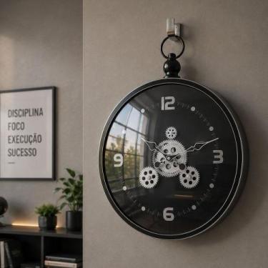 Imagem de Relógio Decorativo Parede Redondo Vintage Industrial De 38cm - Genéric