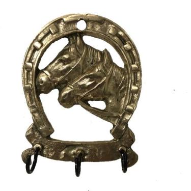 Imagem de porta chaves ferradura cara cavalos em bronze fazenda - artdaniel