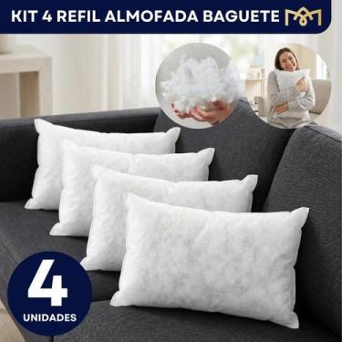 Imagem de Kit 4 Enchimentos Almofada Baguete Fibra Siliconada 50x30cm Premium - 
