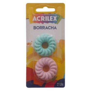 Imagem de Borracha Biscoitinho Blister com 2 Unidades - Acrilex, Rosa e Verde