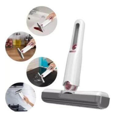 Imagem de Mini Mop Portátil Retrátil Esponja Absorvente Auto Torção Limpa Vidros