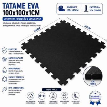 Imagem de Tatame Tapete EVA 100x100x1cm 10mm PRETO Emborrachado - Equipacasa