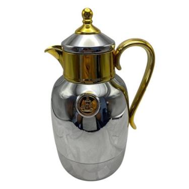Imagem de Garrafa Térmica com Banhos especiais Prata com Dourado1L 29x19x14cm - 