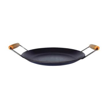 Imagem de Chapa Disco Arado Aço Carbono Bifeteira Alça Madeira 27cm - Metal Mig