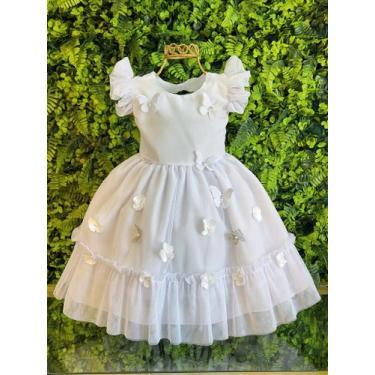 Imagem de Vestido Bebê Branco Jardim Encantado Luxo para Batizado - Fabuloso Ate