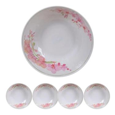 Imagem de Kit Saladeira Melamina 3 Litros + 4 Bowls 650ml Floral - Florarte