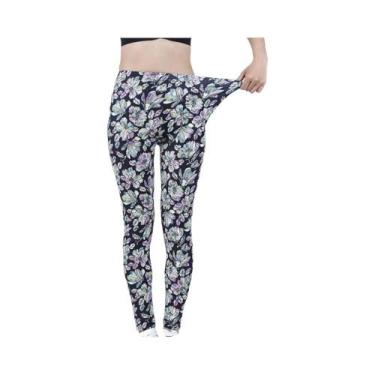 Imagem de Leggings Femininas Com Estampa Floral De Cintura Alta, Jeggings Elásti