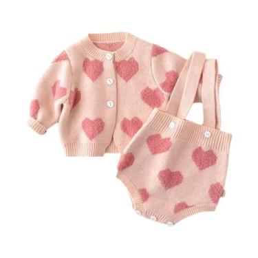 Imagem de Conjunto De Malha Para Bebês Meninas, Cardigã Bordado De Manga Longa E