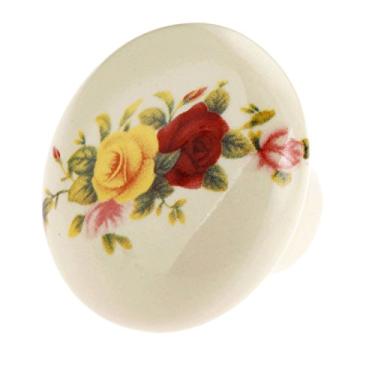 Imagem de Armário de botão de gaveta cerâmica puxa armário armário puxão punho móveis hardware único buraco 38mm vintage flor chapeado YYDFPIIA (Color : C)
