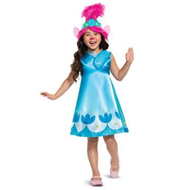 Imagem de Troll Movie 2 Poppy Costume, Trolls World Tour Children's Classic Dress Up Outfit for Girls, Kids Size Small (4-6x) Blue