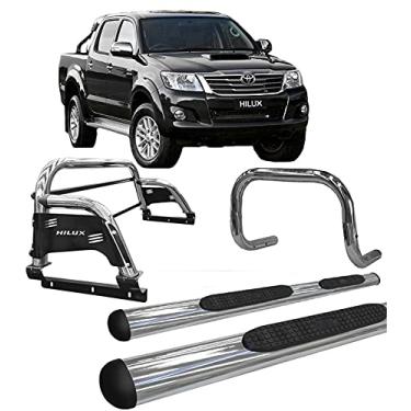 Imagem de Kit quebra mato+Estribo OVAL +Santo Ant H3 Hilux CROMO 05/15