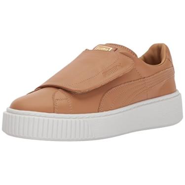 Imagem de PUMA Tênis feminino Basket Platform Strap Wn, Maçã canela - puma branco, 7.5