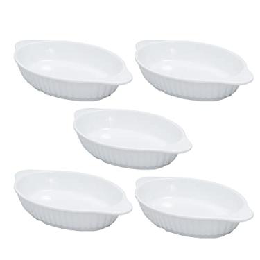 Imagem de Kit 5 Travessa Oval Grande Melamina Premium 34X20cm Servir Evento Gourmet Restaurante