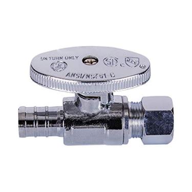 Imagem de Midline Valve 82512QS-OM Válvula de parada de fornecimento de água com roda de giro de quarto de roda; sem chumbo; design de uma peça; desligamento reto para vaso sanitário, pia, máquina de lavar louça; PEX 1,27 cm x COMP; latão cromado