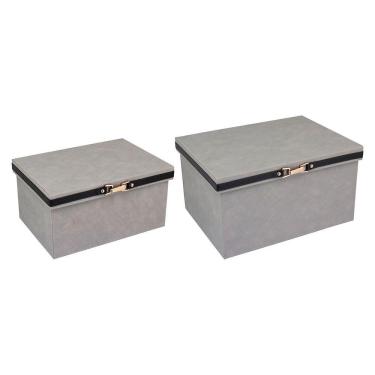 Imagem de Home&Co Vênus Caixa Organizadora Sintético Cinza 2Pç