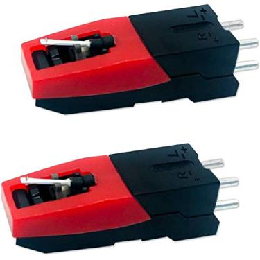 Imagem de Pacote com 2 cartuchos de toca-discos de vinil de substituição com agulha Stylus para LP vintage para toca-discos fonográfico