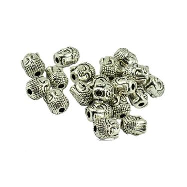 Imagem de menolana Pacote de 20 miçangas pingente pequeno cabeça de Buda para colar pulseira amuleto