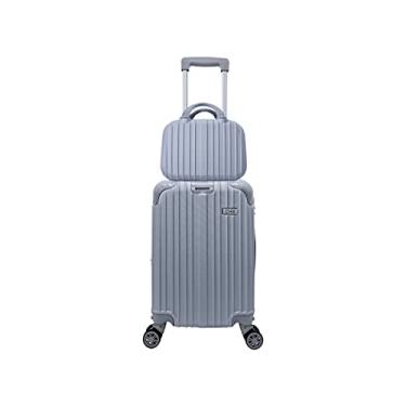 Imagem de Mala de Viagem Bordo Expansiva Avião com Frasqueira Rígida 4 Rodinhas Dupla 360° Abs Cor:Prata;tamanho:PP