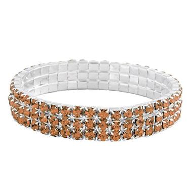 Imagem de Falari Pulseira el stica de cristal com strass brilhante para casamento, Cristal