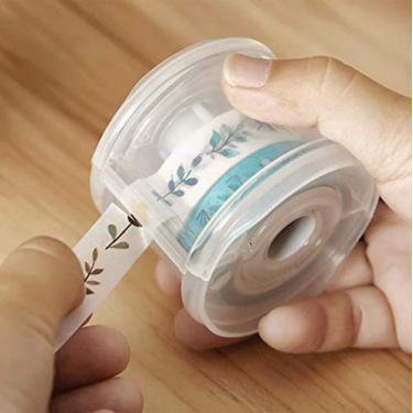 Imagem de Yubbaex Washi Fita dispensadora de fita de plástico organizador portátil para artes, artesanato faça você mesmo, suprimentos de diário de bala, scrapbook - cilíndrico - (60 mm) (transparente)