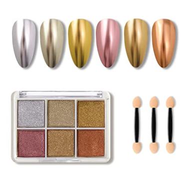 Imagem de Yajun Paleta de pó de púrpura para unhas, espelho de 6 cores, verniz de gel sólido para Nails pigmento decorações artísticas, kit de manicure refletor DIY de sala de estar, B, 5 x 6,8 x 1,2 cm