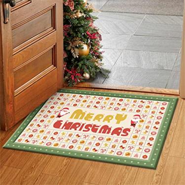 Imagem de KELATI Tapete de porta de Natal, tapete de porta de Natal antiderrapante tapete de entrada interna tapete de Natal, para quarto, banheiro, cozinha, tapete de férias, 40 x 60 cm-J