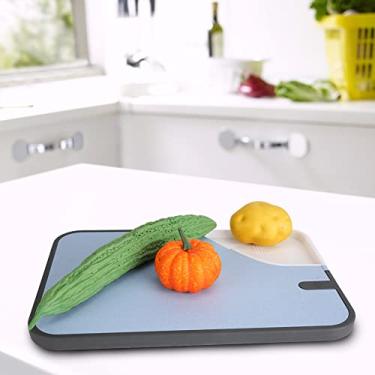 Imagem de Tábua de corte durável, dupla face, antiderrapante, tábua de corte de frutas e vegetais para uso doméstico (39 x 27 cm) (azul)
