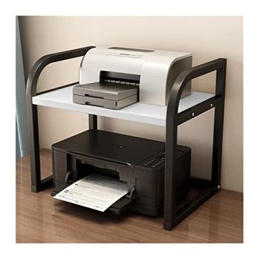 Imagem de KIZQYN Suporte de impressora suporte de mesa para impressora de camada dupla prateleira de mesa com almofadas antiderrapantes para organizador de espaço de escritório rack de armazenamento banco prateleira de mesa impressora de mesa (cor: B, tamanho: M)