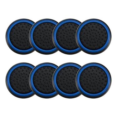 Imagem de 4 Pares de Grips Compatível com controle Joystick Playstation 3 4 5 PS3 PS4 PS5 Xbox One S X Series S X Nintendo Wii U Protetora Anti Derrapante Silicone Proteção do Botão Analógico (Azul Escuro)