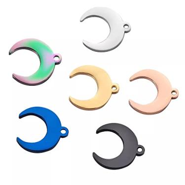 Imagem de CNBPIC 5Pcs Aço Inoxidável Pequena Lua Encantos Chifrepingente Diy Para Colar Pulseira Brinco Joias Fazendo