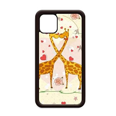 Imagem de Capa Yellow Kissing Girafas Dia dos Namorados para iPhone 12 Pro Max para Apple Mini Mobile Case