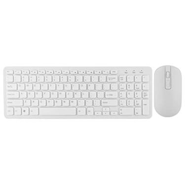 Imagem de Teclado compacto, 108 teclas teclado de laptop 2.4G com receptor de mouse USB para computador(Branco)