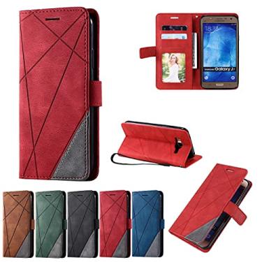 Imagem de Capa carteira flip de telefone para Samsung Galaxy J7/J7 Neo/Next/core, capa fólio de couro PU com porta-cartões [capa interna de TPU à prova de choque] capa de telefone, capa protetora (cor: vermelho)